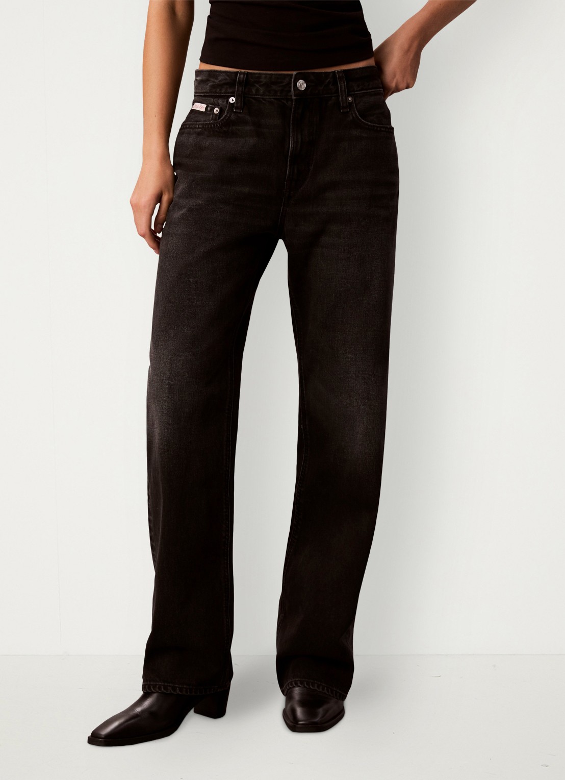Calvin Klein 90's straight fit jeans met gekleurde wassing - detail 3 zwart