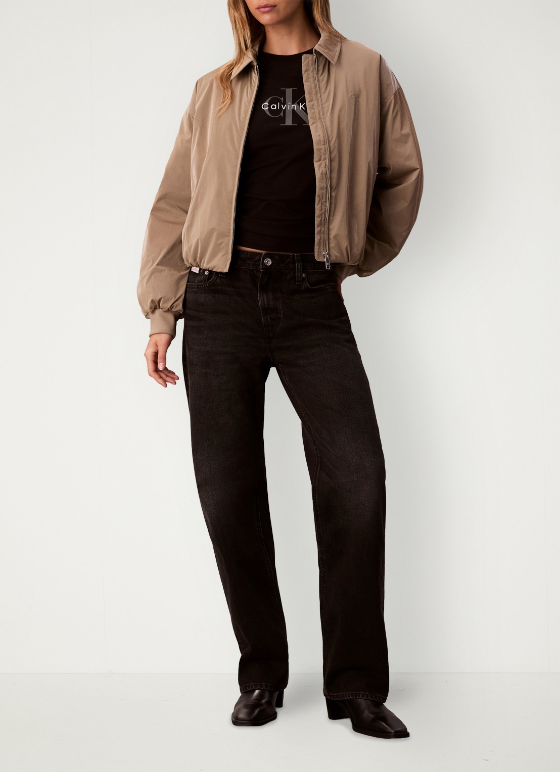 Calvin Klein 90's straight fit jeans met gekleurde wassing - voorkant 2 zwart