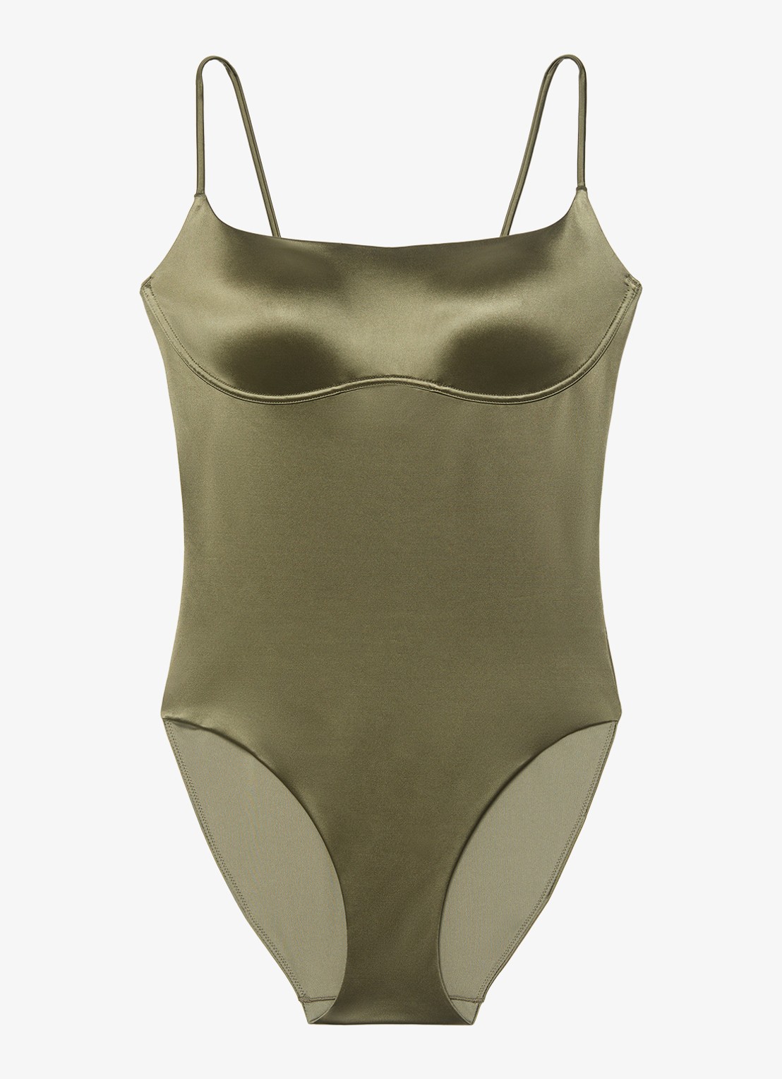 Calvin Klein Badpak met ronde hals - voorkant mosgroen