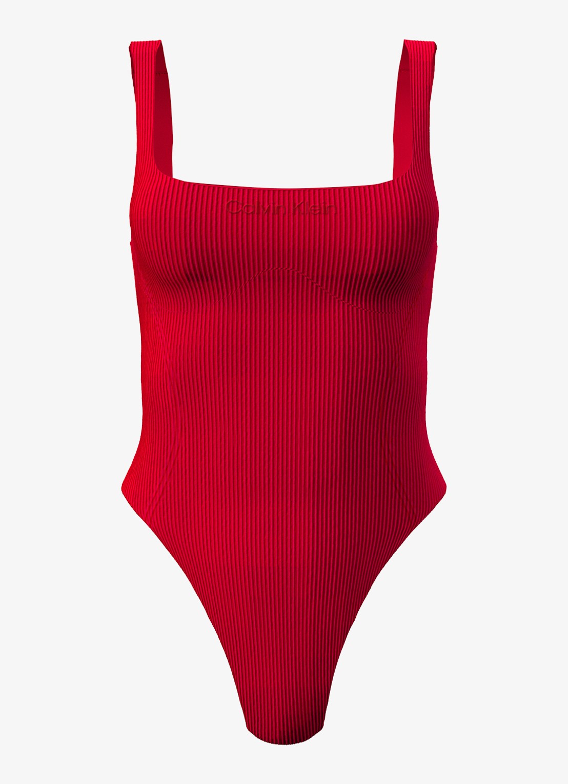Calvin Klein Badpak met structuur - voorkant 4 rood