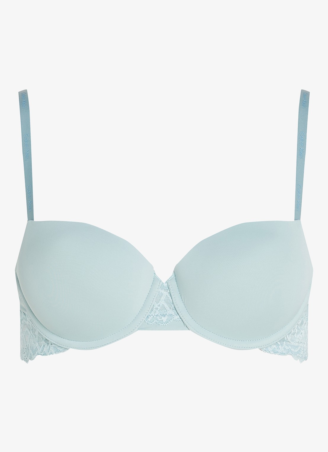 Calvin Klein Balconette BH met details van kant - voorkant blauwgrijs