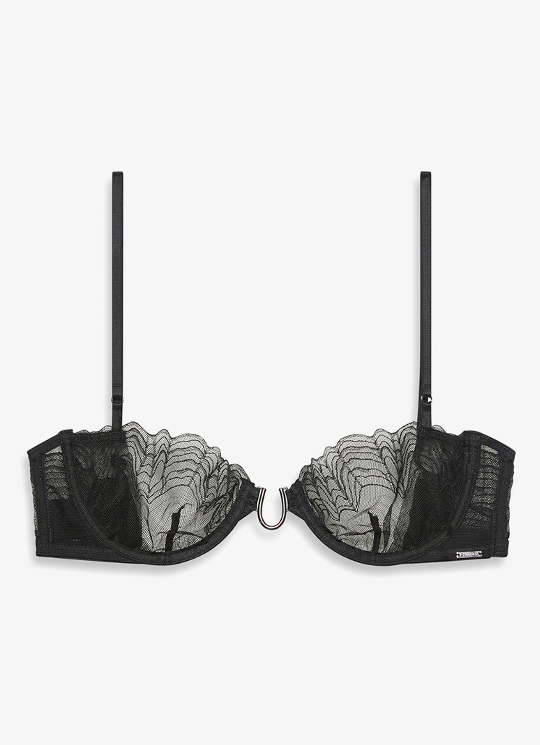 Calvin Klein Balconette bh met kant - voorkant 5 zwart