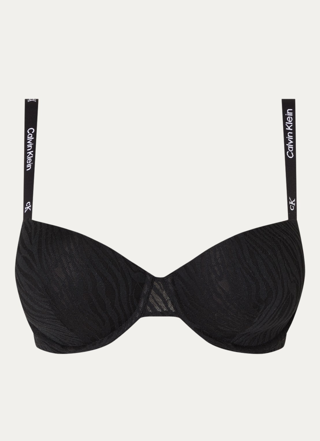 Calvin Klein Balconette bh met zebraprint en beugel - voorkant 3 black-ub1