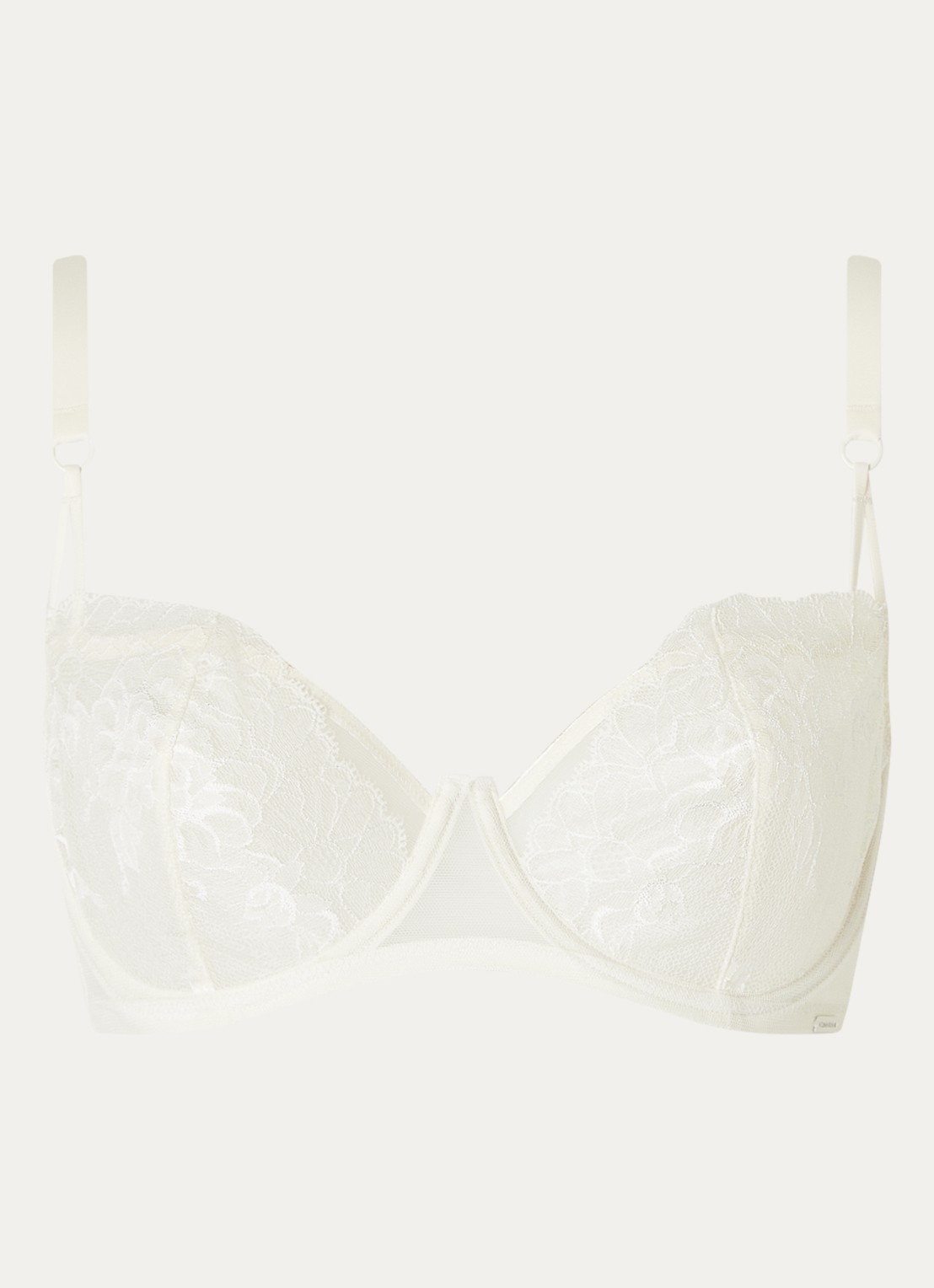 Calvin Klein Balconette bh van kant  - voorkant 3 gebroken wit