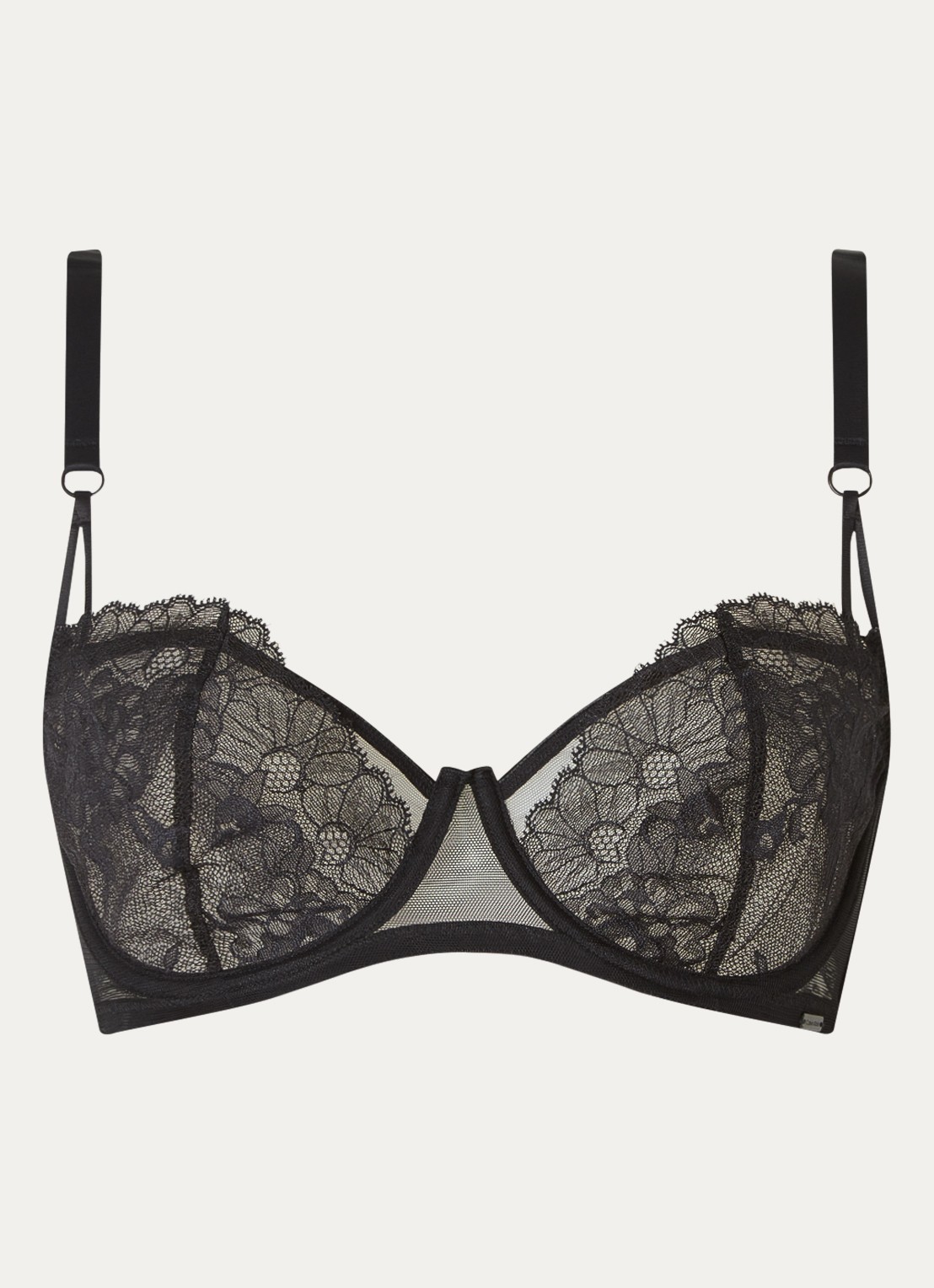 Calvin Klein Balconette bh van kant  - voorkant 4 black-ub1