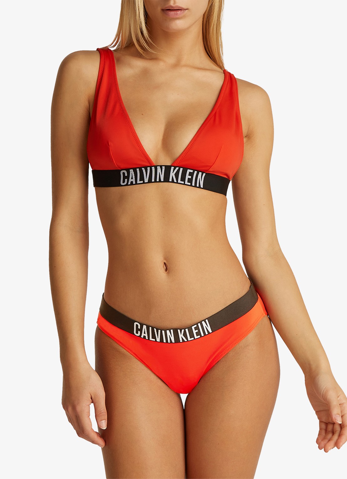 Calvin Klein Bikini slip met logoband - voorkant 3 rood