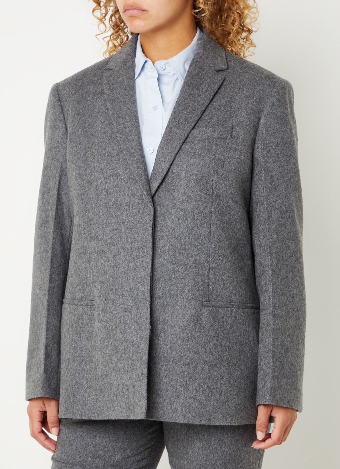 Calvin Klein Blazer in wolblend met paspelzakken - detail 3 donkergrijs