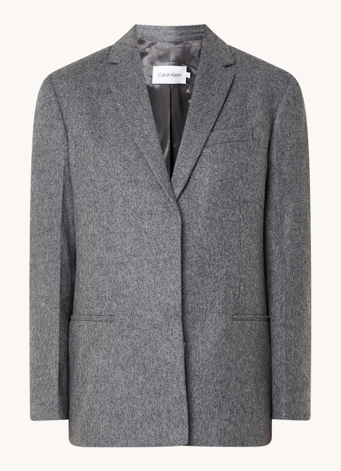 Calvin Klein Blazer in wolblend met paspelzakken - voorkant donkergrijs