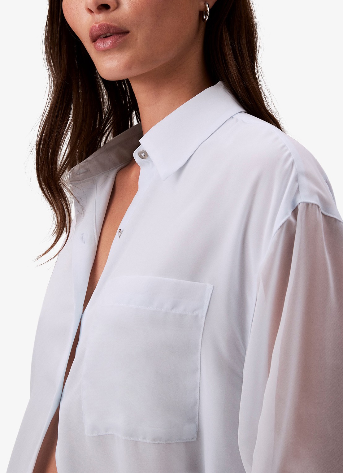 Calvin Klein Blouse met borstzak - detail 2 wit