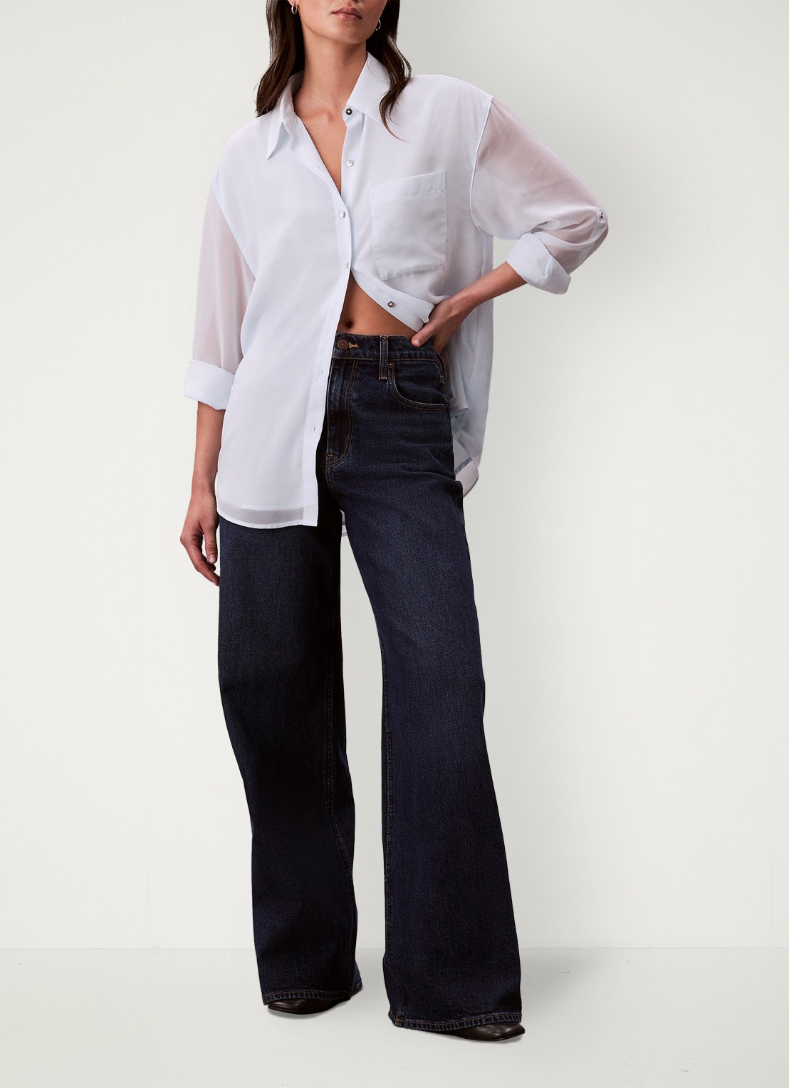 Calvin Klein Blouse met borstzak - voorkant 6 wit