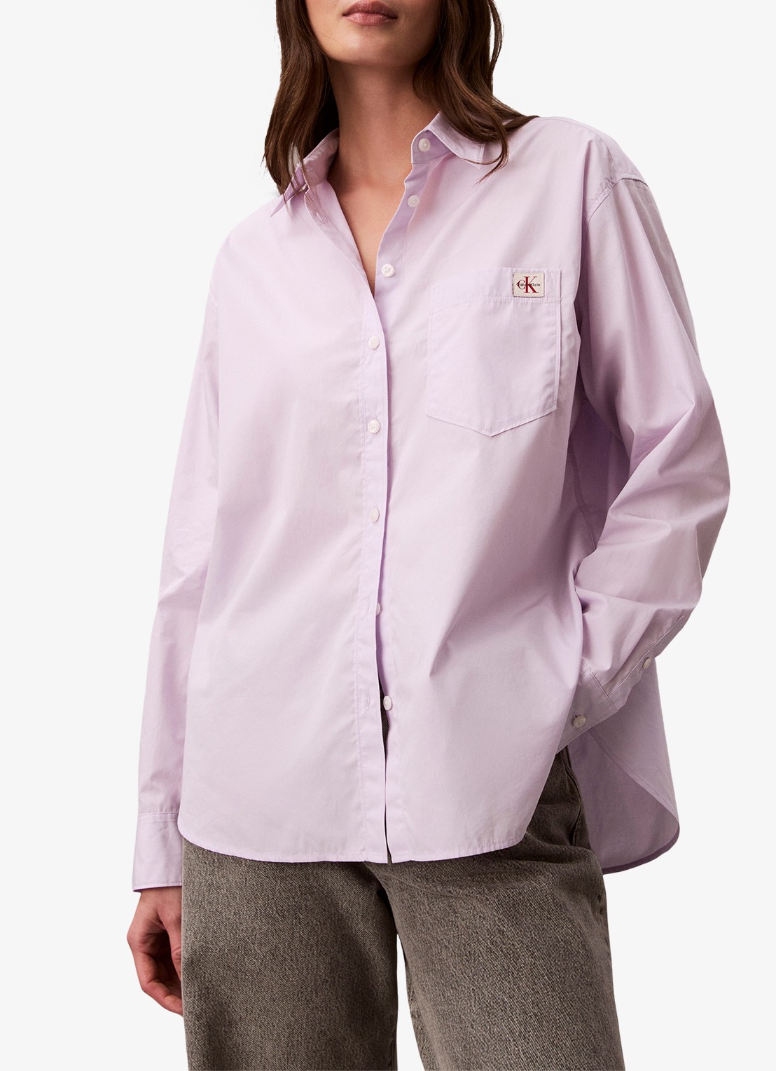 Calvin Klein Blouse met borstzak - detail 4 lila