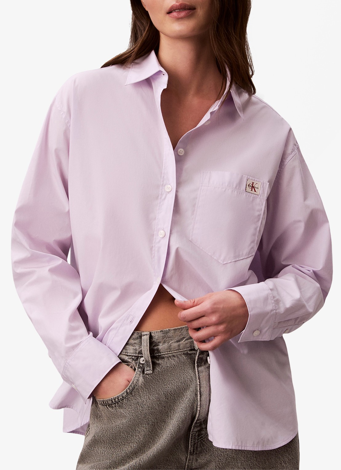 Calvin Klein Blouse met borstzak - detail 5 lila