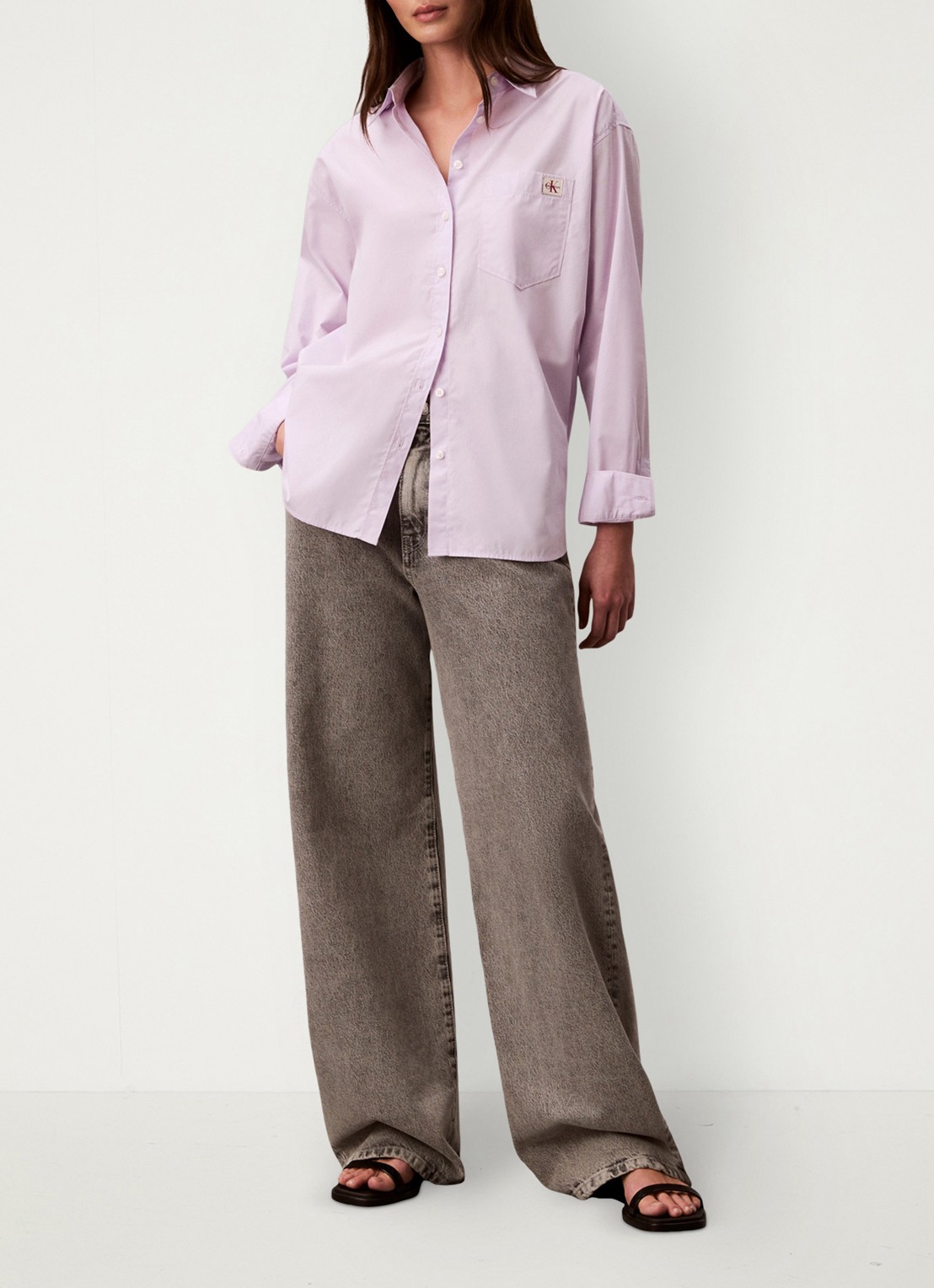 Calvin Klein Blouse met borstzak - voorkant 3 lila