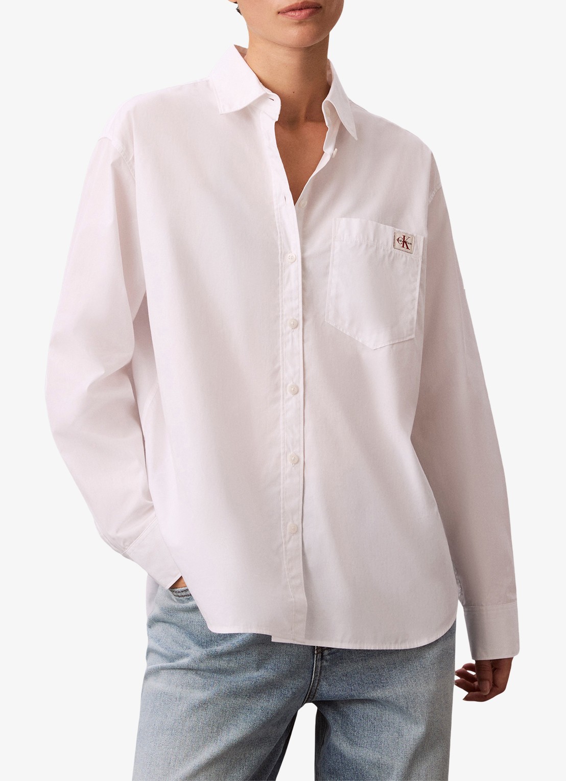 Calvin Klein Blouse met borstzak - detail wit