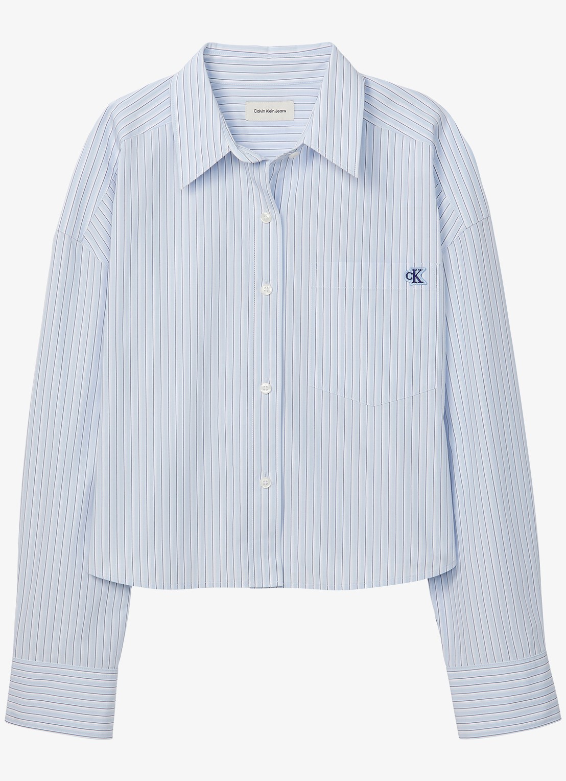 Calvin Klein Blouse met streepprint - voorkant 5 lichtblauw