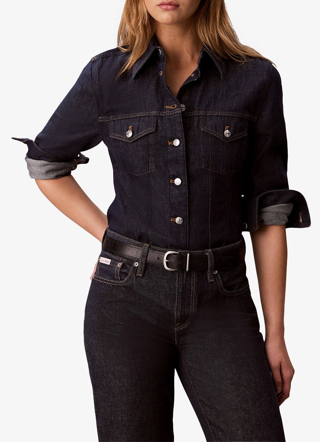 Calvin Klein Blouse van denim - detail 2 indigo
