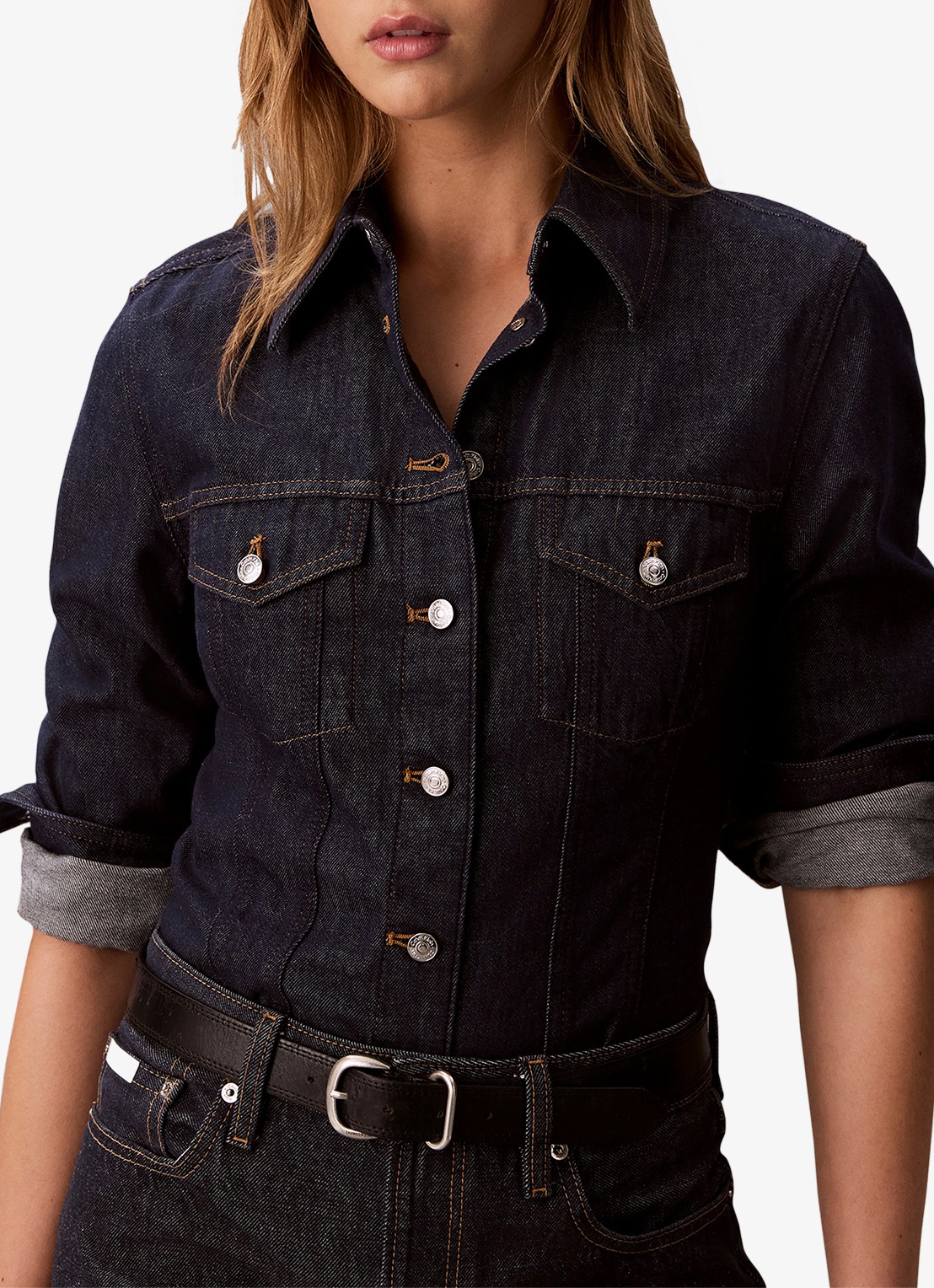 Calvin Klein Blouse van denim - detail 3 indigo