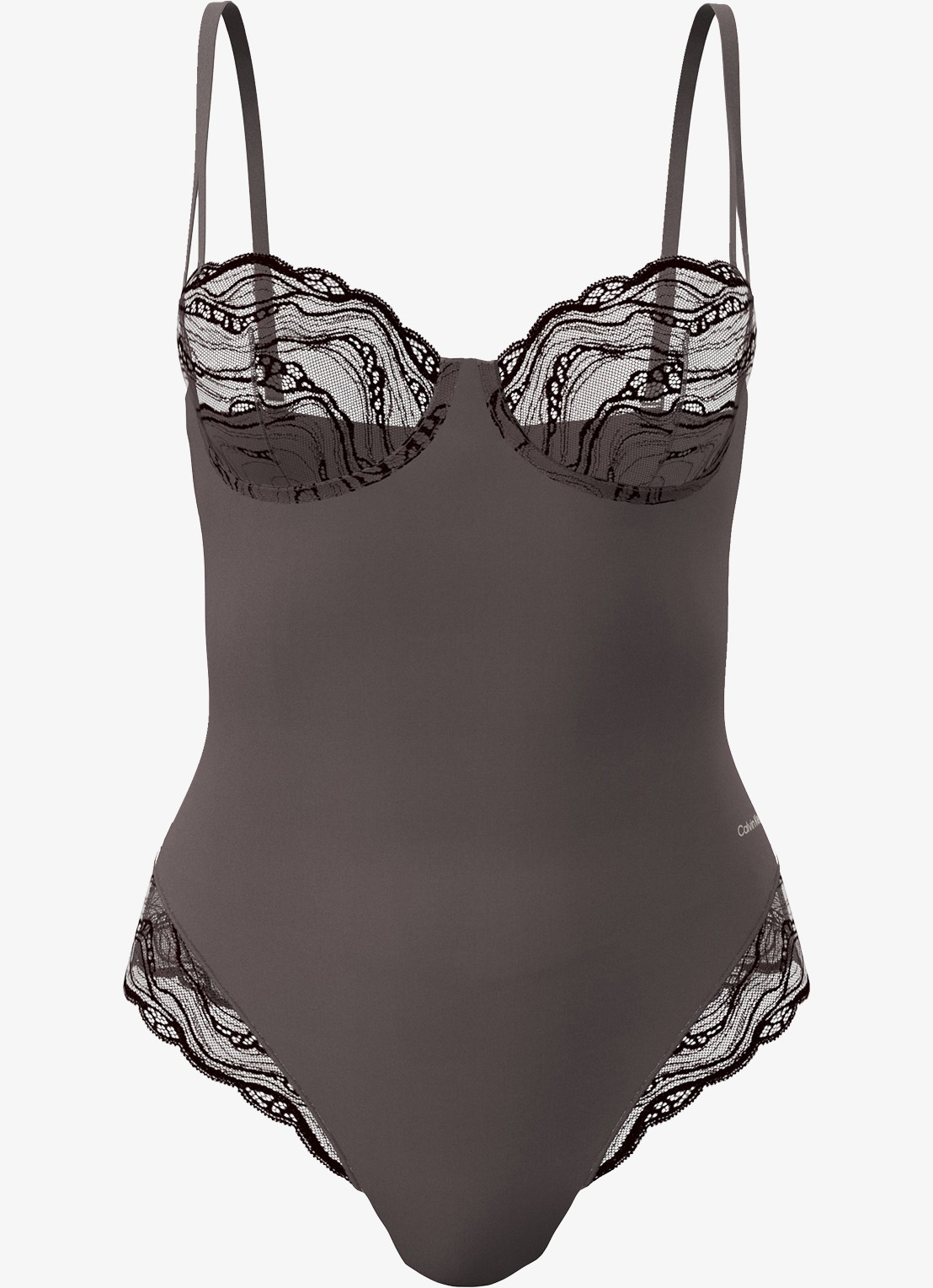 Calvin Klein Bodysuit van kant - voorkant 2 bruin