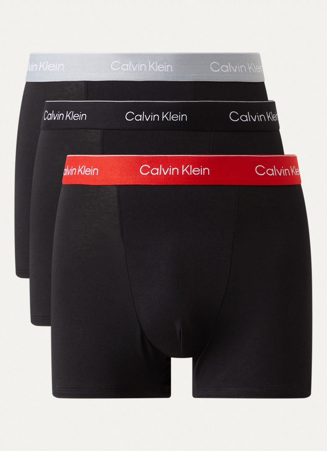 Calvin Klein Boxershorts met logoband in 3-pack - voorkant 2 zwart