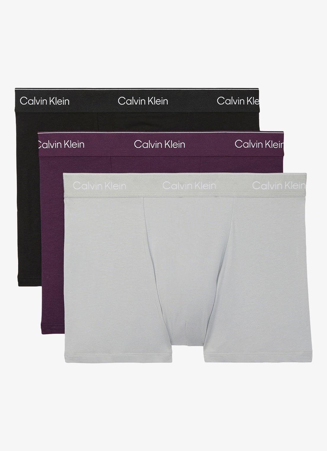 Calvin Klein Boxershorts met logoband in 3-pack - voorkant paars