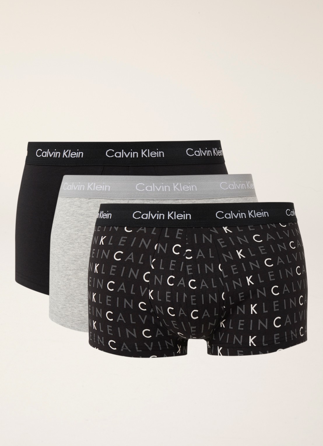 Calvin Klein Boxershorts met logoband in 3-pack - voorkant 2 zwart