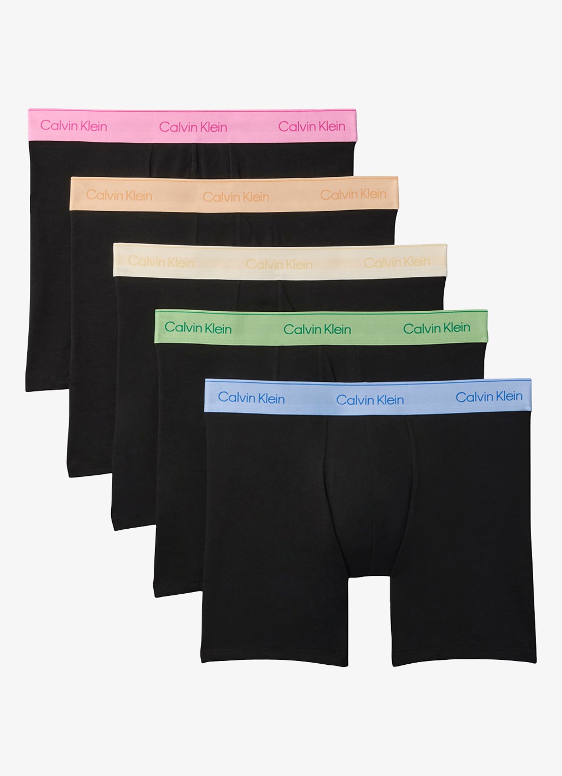 Calvin Klein Boxershorts met logoband in 5-pack - voorkant groen