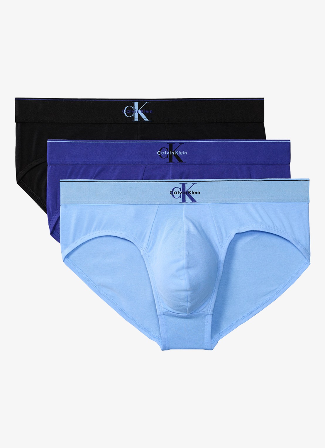 Calvin Klein Boxerslips met logoband in 3-pack - voorkant 3 blauw