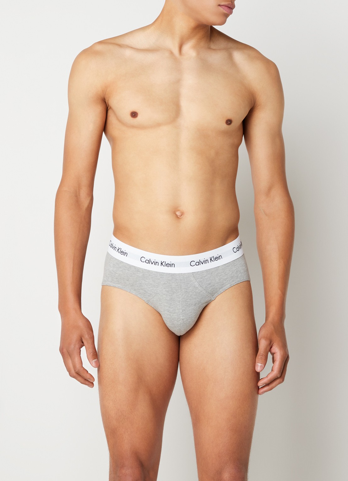 Calvin Klein Boxerslips met logoband in 3-pack - voorkant 2 grijs