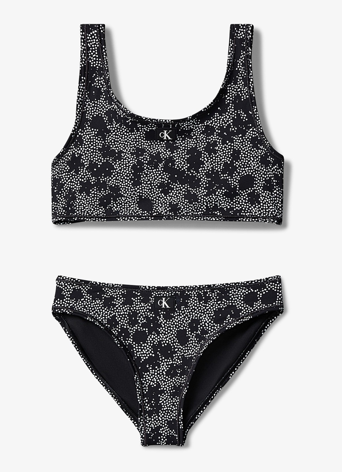 Calvin Klein Bralette met logo en slip in set - voorkant black floral aop-0gk / zwart