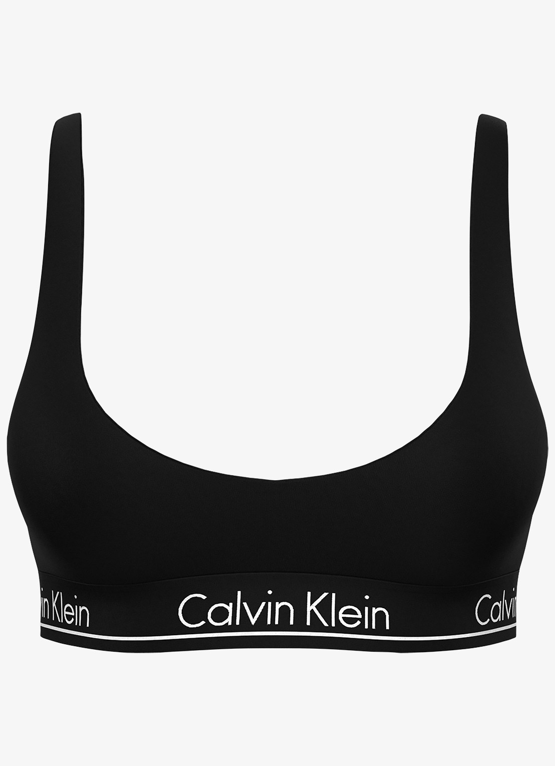 Calvin Klein Bralette met logoband - voorkant zwart