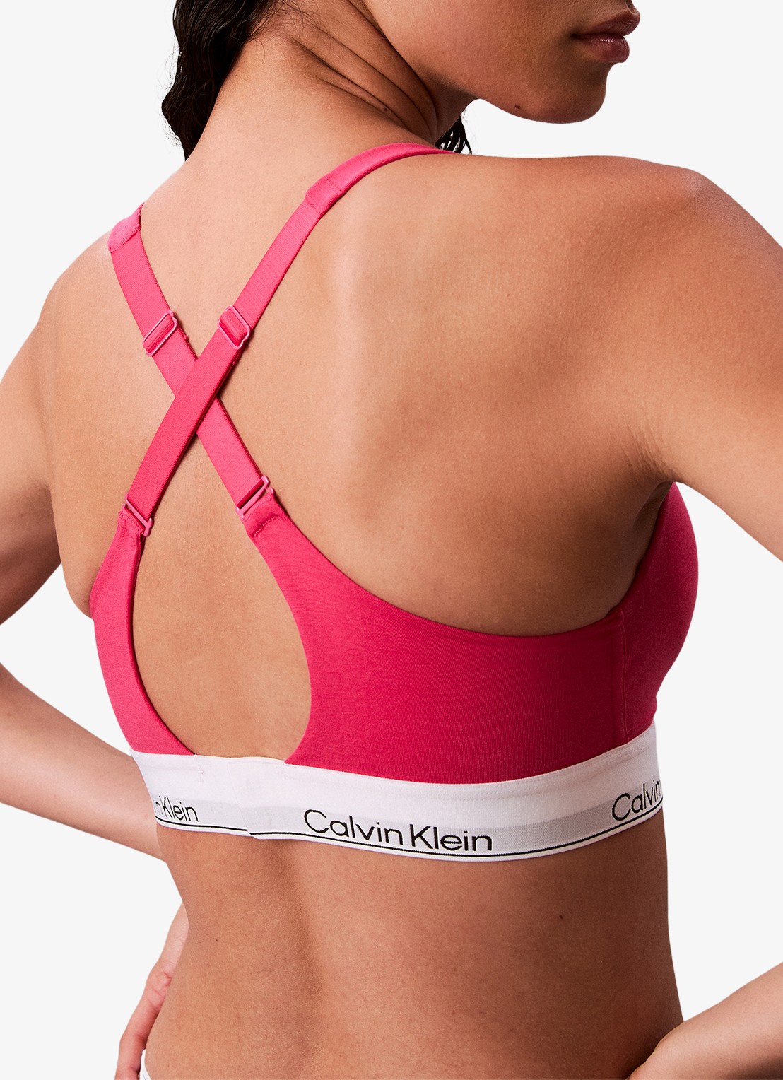 Calvin Klein Bralette met logoband - achterkant 7 donkerroze