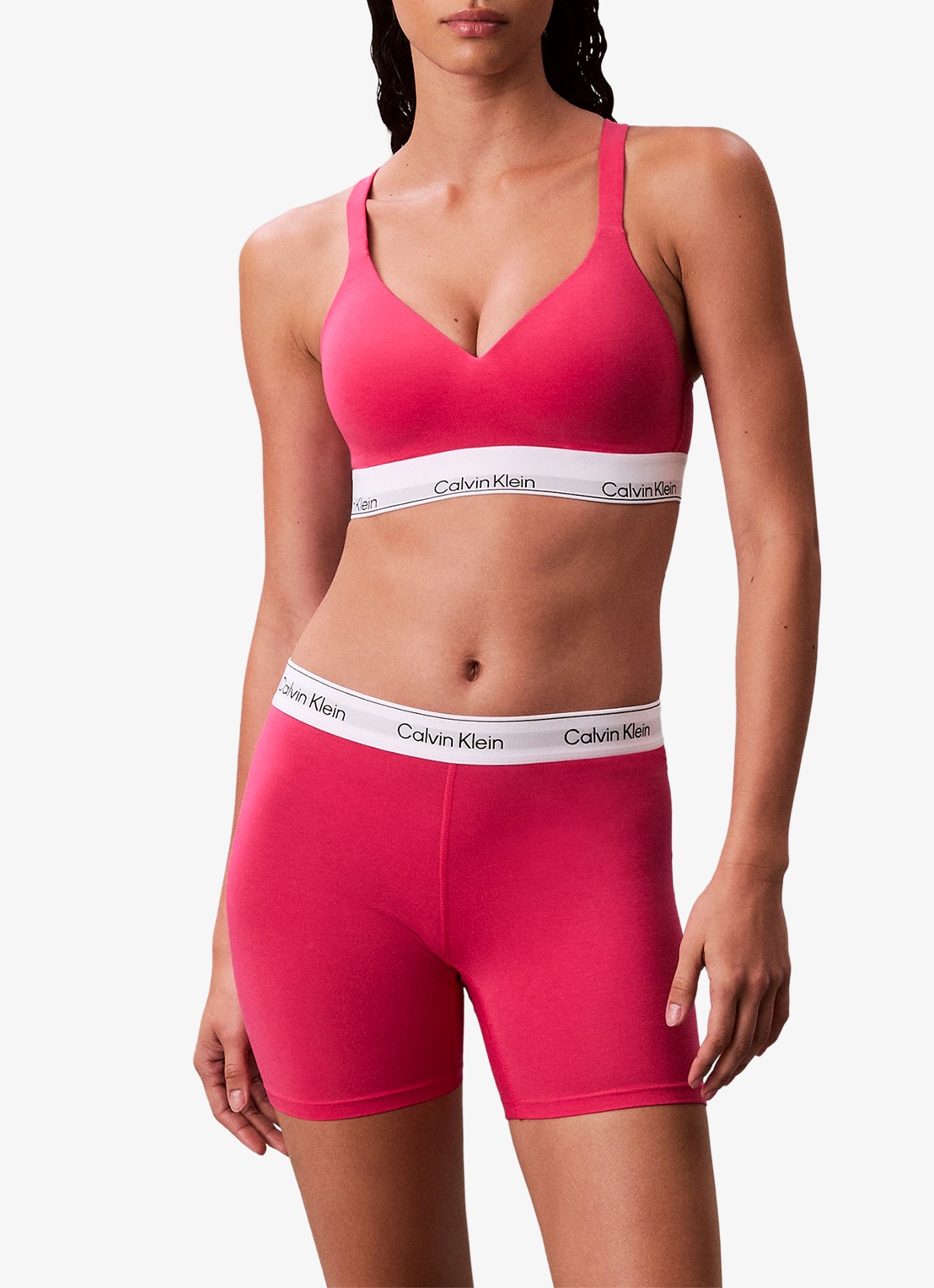 Calvin Klein Bralette met logoband - detail 3 donkerroze
