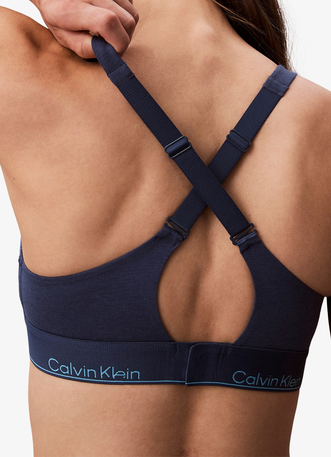 Calvin Klein Bralette met logoband - detail 3 donkerblauw
