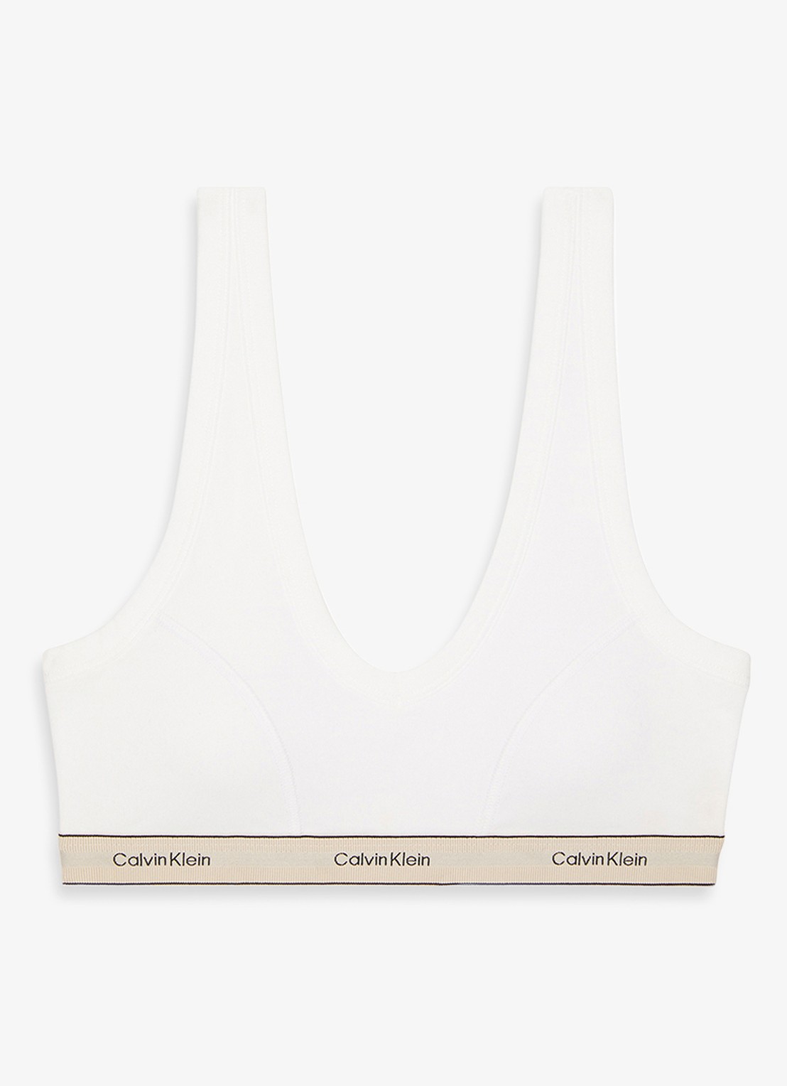 Calvin Klein Bralette met logoband - voorkant wit