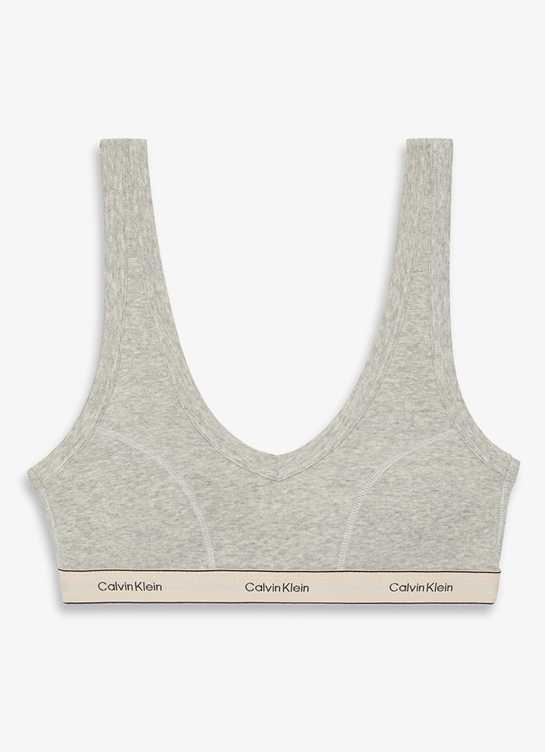 Calvin Klein Bralette met logoband - voorkant grijs