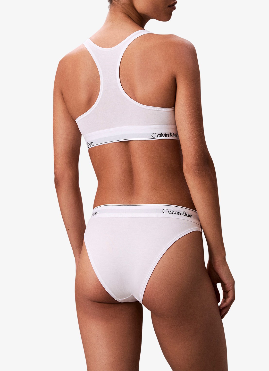 Calvin Klein Bralette met logoband - achterkant 3 wit