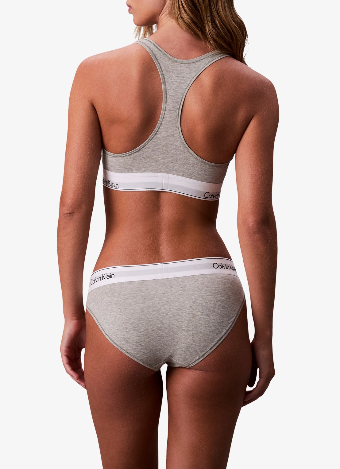 Calvin Klein Bralette met logoband - achterkant 7 grijs