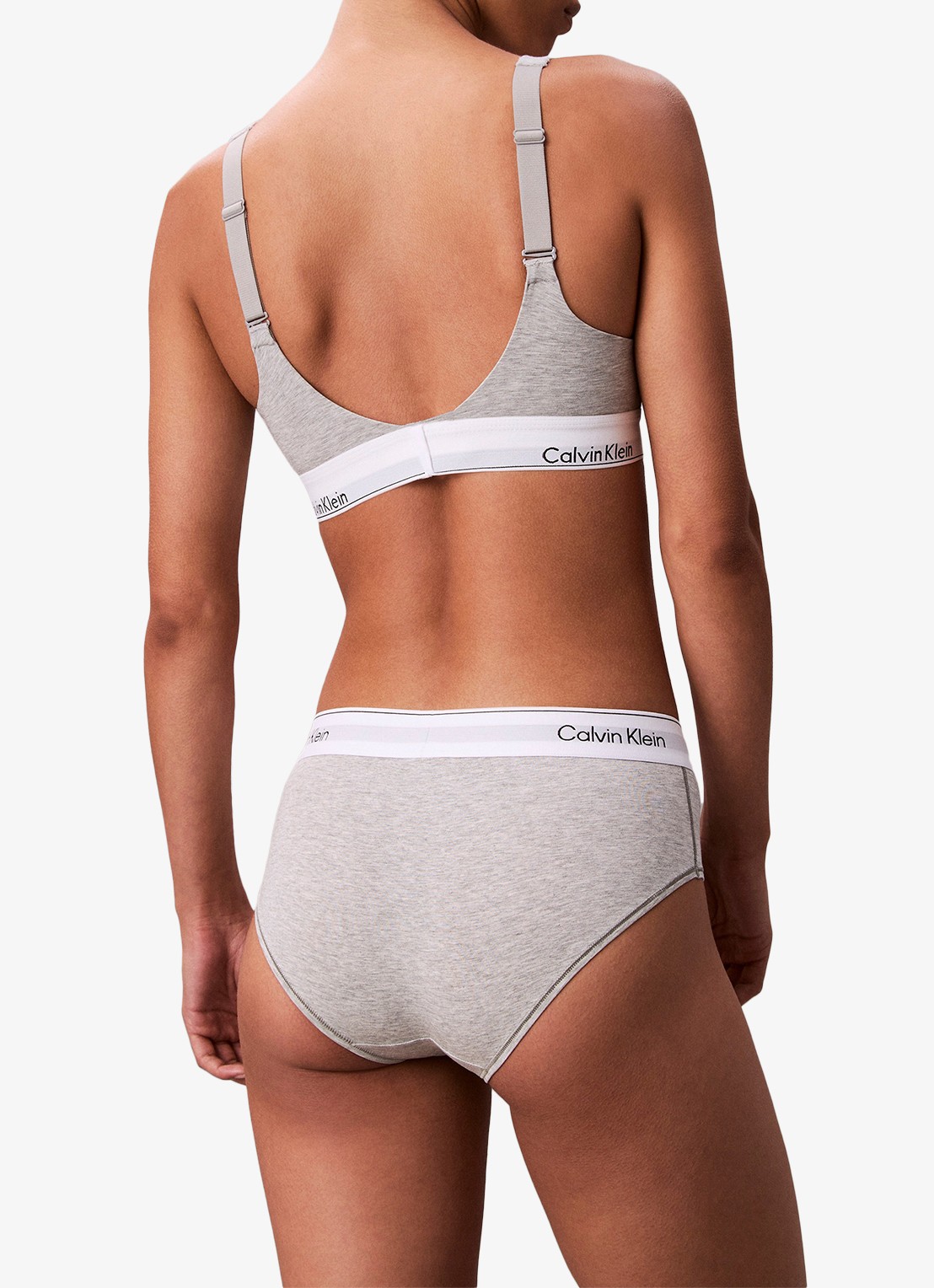 Calvin Klein Bralette met logoband - achterkant 3 grijs