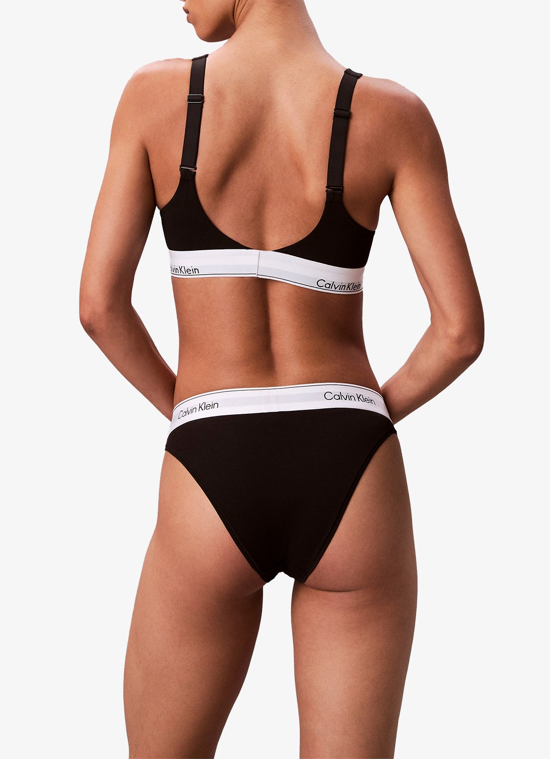 Calvin Klein Bralette met logoband - achterkant 4 zwart