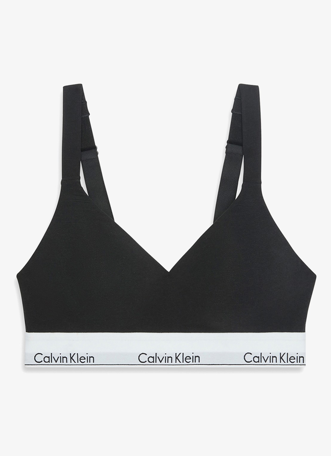 Calvin Klein Bralette met logoband - voorkant zwart