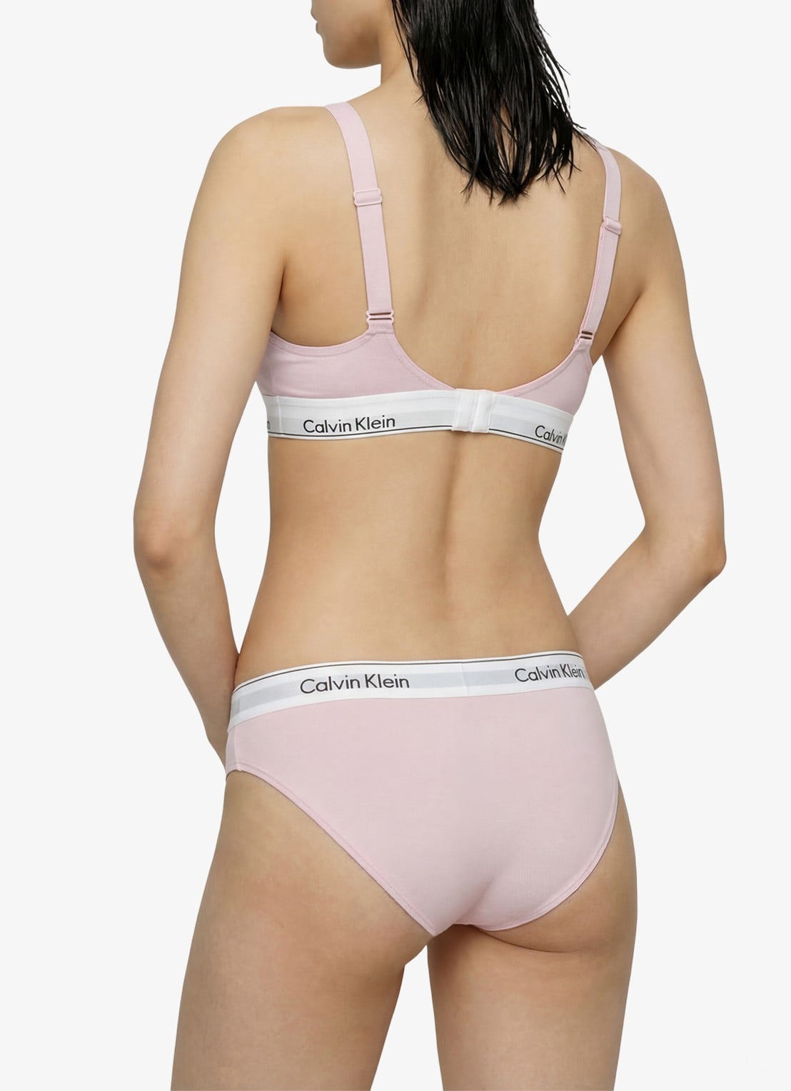 Calvin Klein Bralette met logoband - achterkant 2 lichtroze