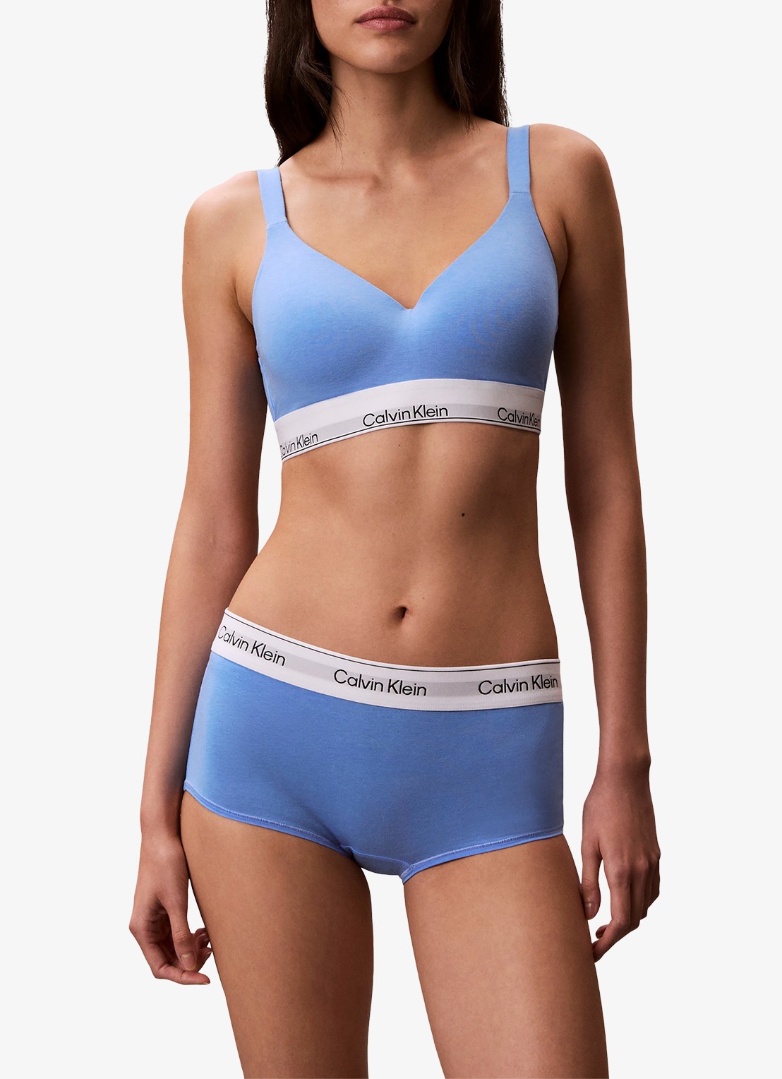 Calvin Klein Bralette met logoband - detail 4 lichtblauw