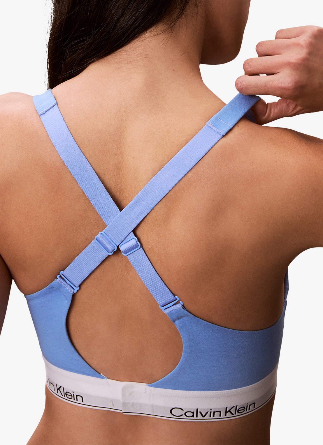 Calvin Klein Bralette met logoband - detail 5 lichtblauw