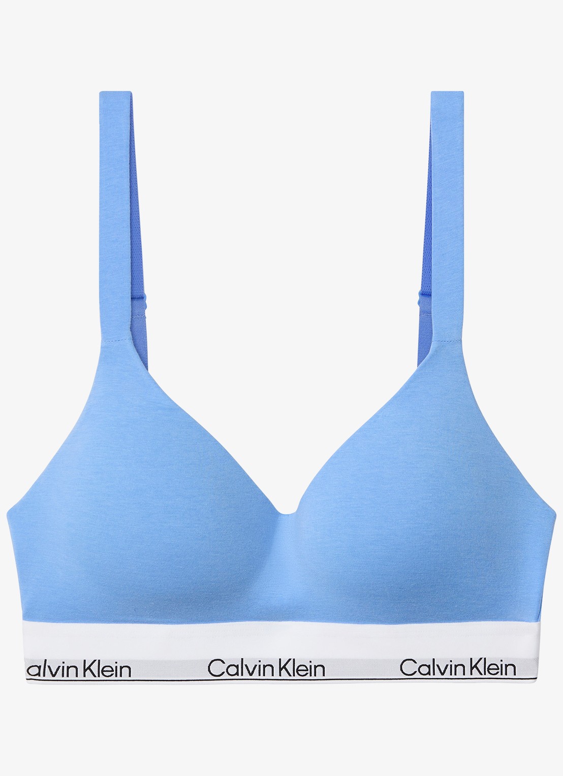 Calvin Klein Bralette met logoband - voorkant 2 lichtblauw