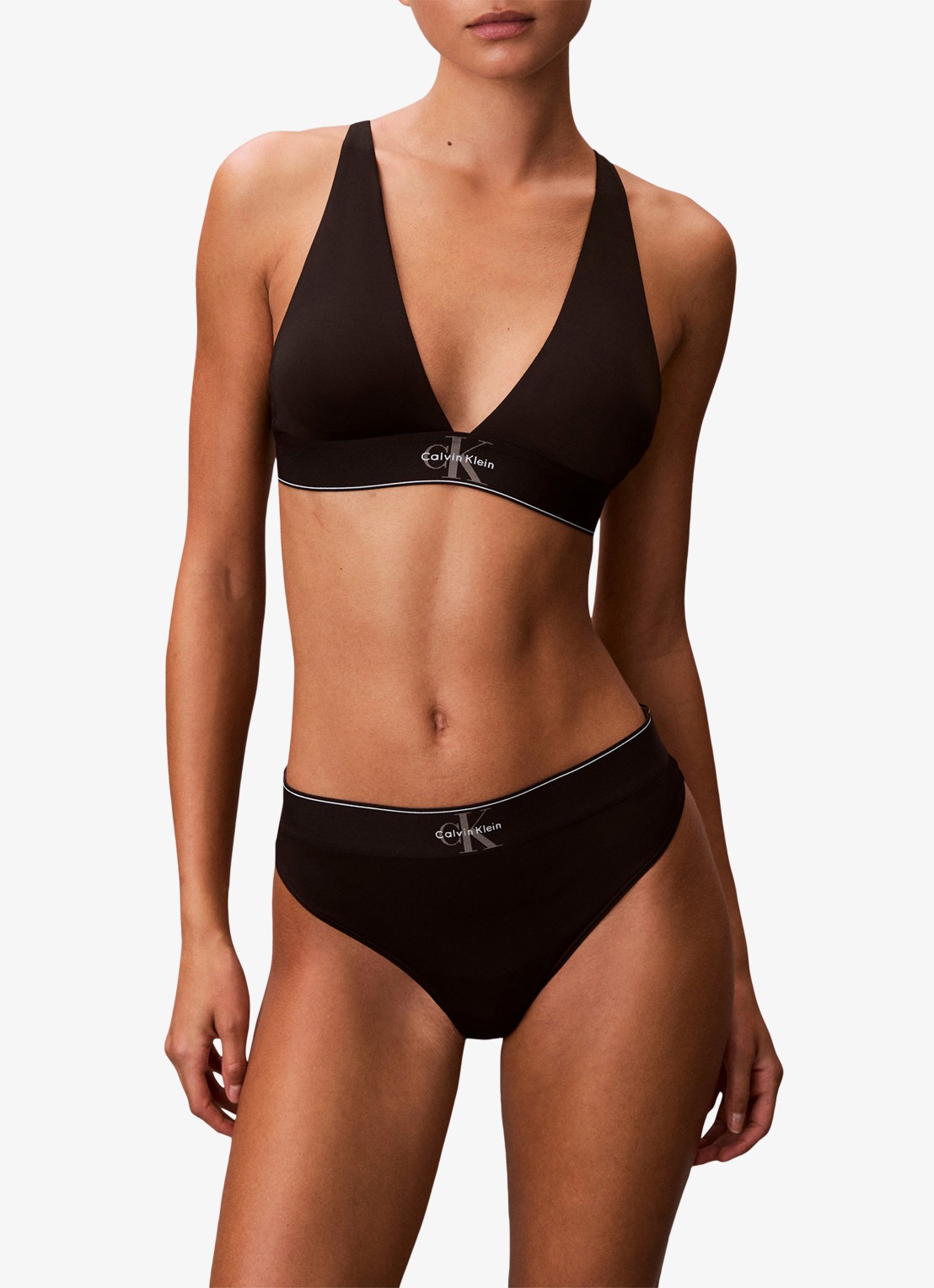 Calvin Klein Bralette met logoband - detail 2 zwart
