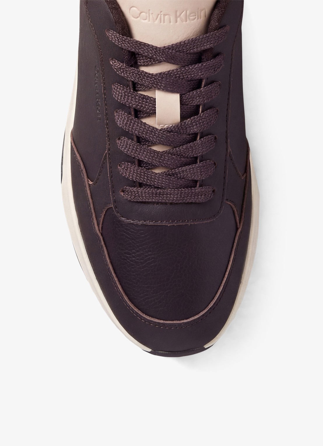 Calvin Klein Chunky Dad sneaker van leer met logo - detail 5 aubergine
