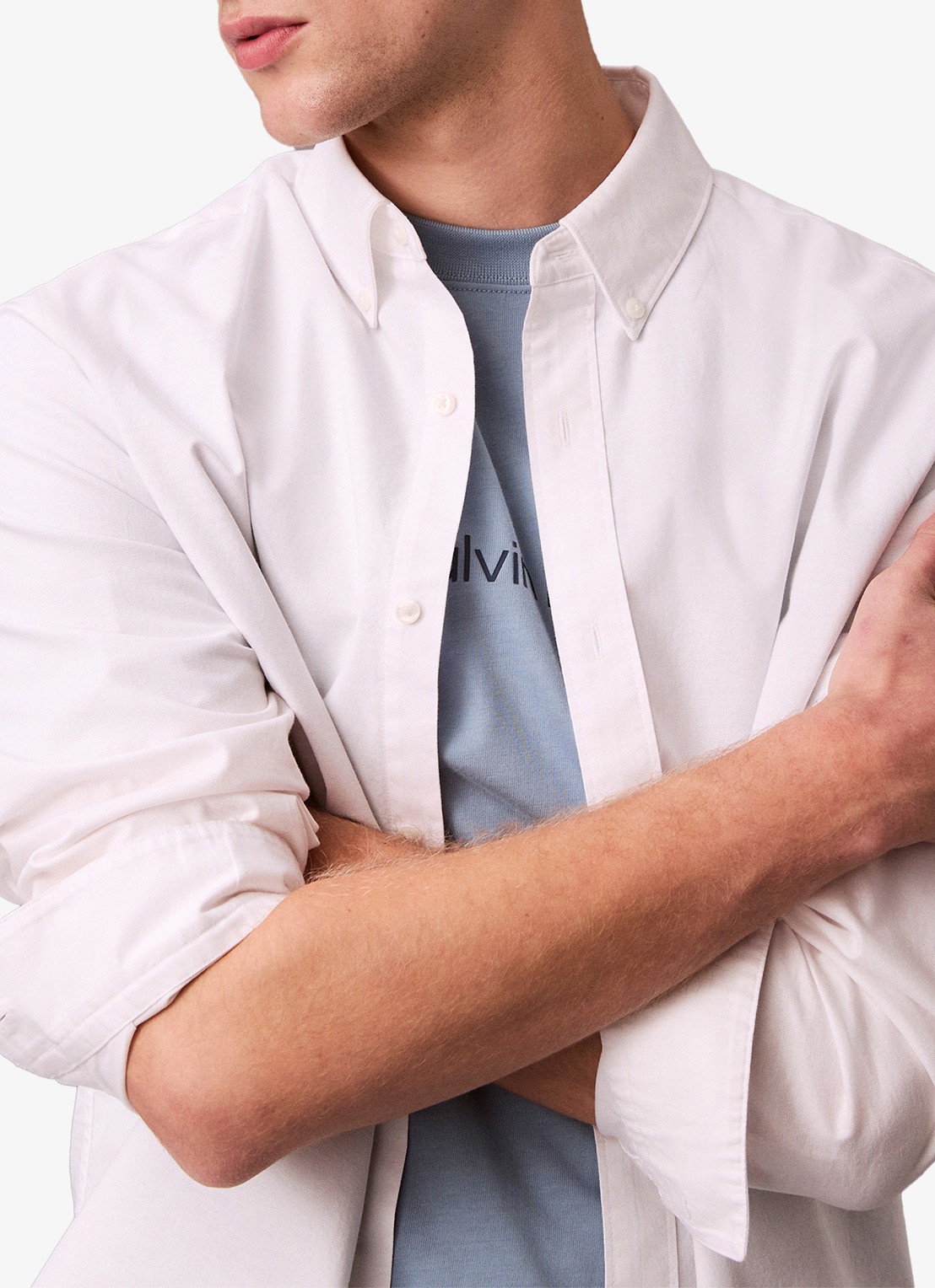 Calvin Klein Classix Oxford regular fit overhemd met logoborduring - detail 5 wit