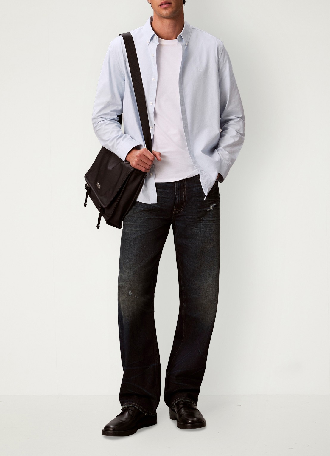 Calvin Klein Classix Oxford regular fit overhemd met logoborduring - voorkant 5 lichtblauw