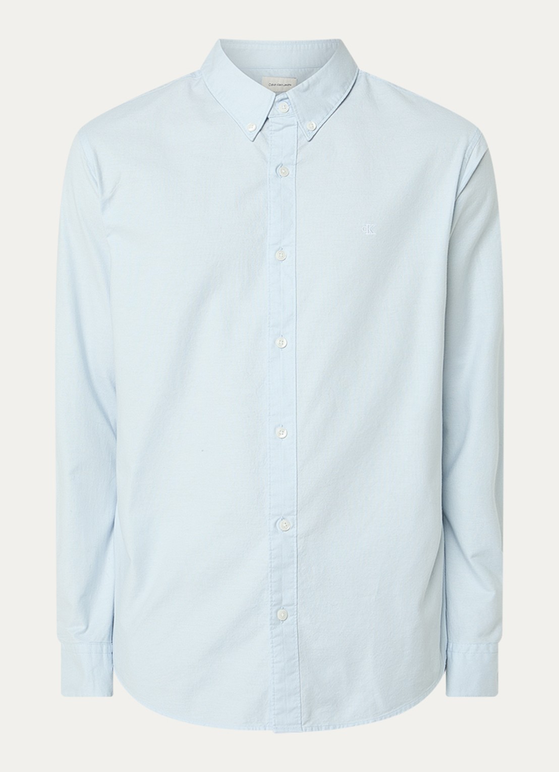 Calvin Klein Classix Oxford regular fit overhemd met logoborduring - voorkant 6 lichtblauw