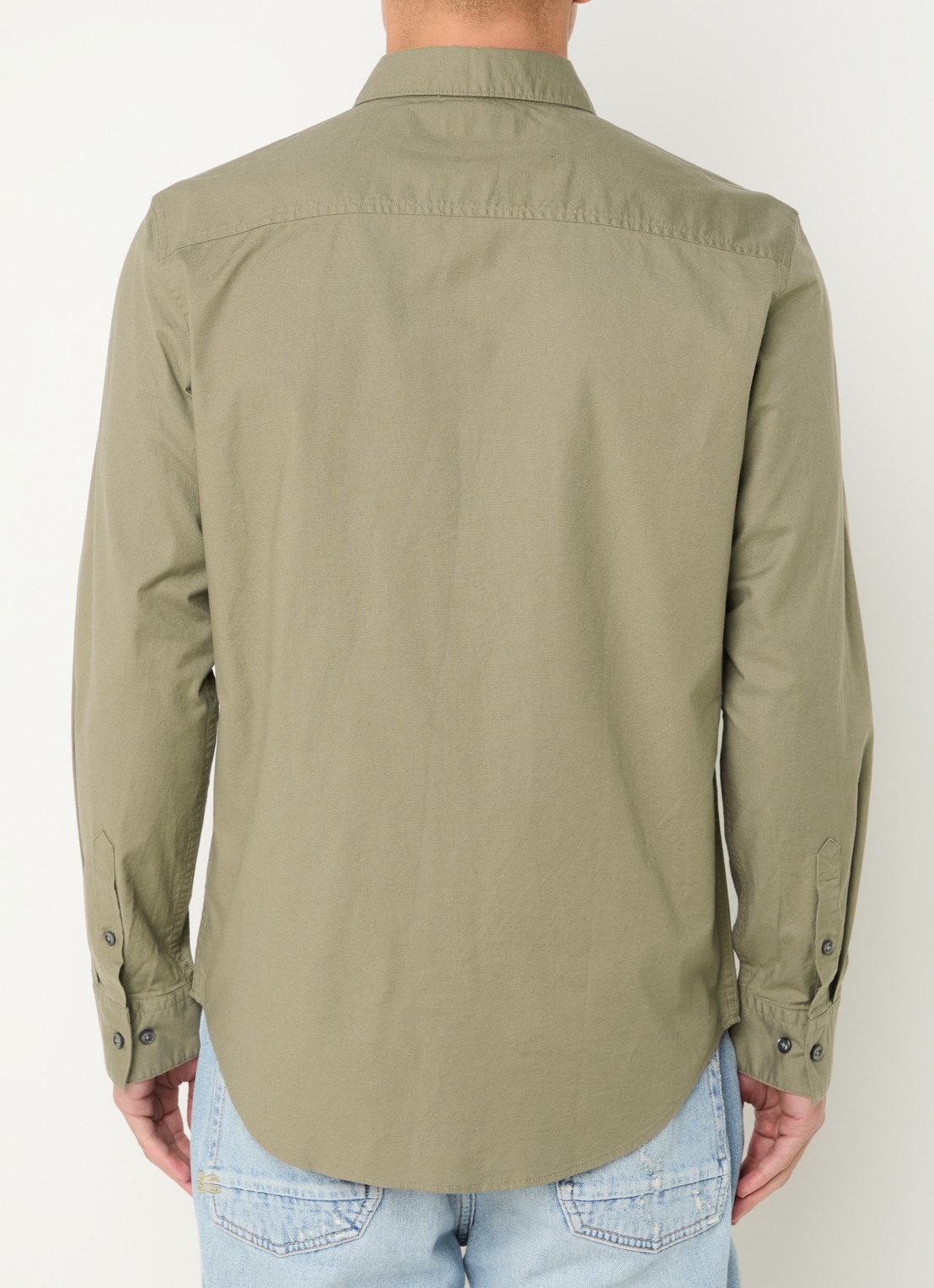 Calvin Klein Classix Oxford regular fit overhemd met logoborduring - achterkant zand
